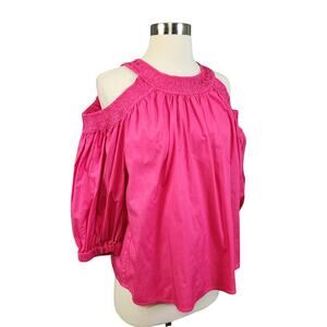 Laundry By Shelli‎ Segal Womens Cold Shoulder Blouse Size Medium Hot Pink Barbie